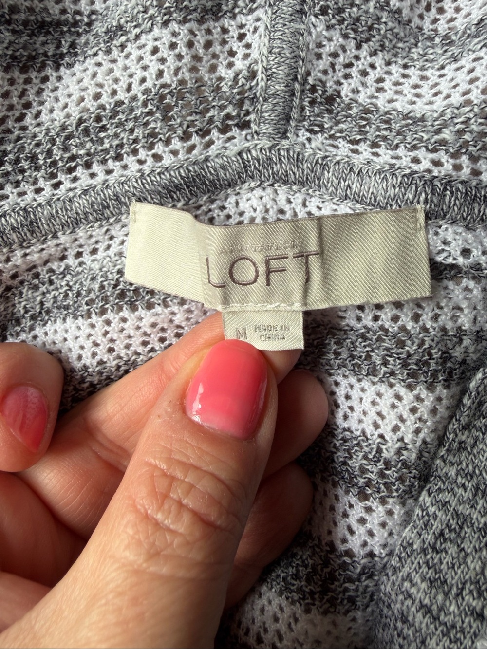 Loft Open Knit Hooded Striped Sweater Womens Size Medium Summer Beach Vacation - Picture 3 of 8